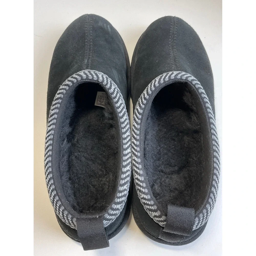 Koolaburra by UGG Tipton Mens Black Suede Faux Fur Lined Slippers Size 10